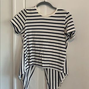 Blue and white striped top